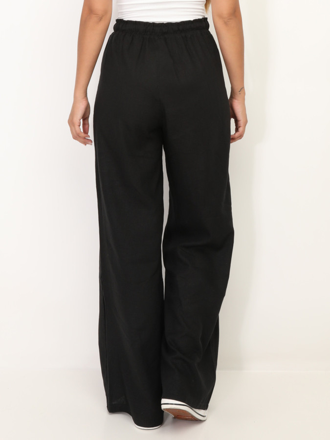 Pantalon en lin large à liens