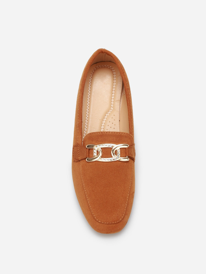 Mocassins en suédine à boucle en strass