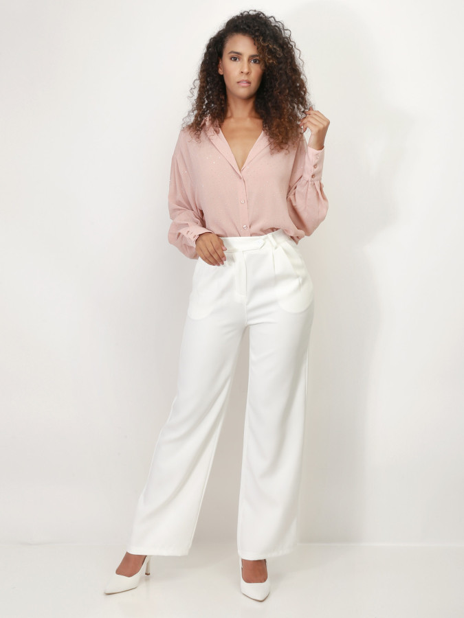 Pantalon de costume large à plis