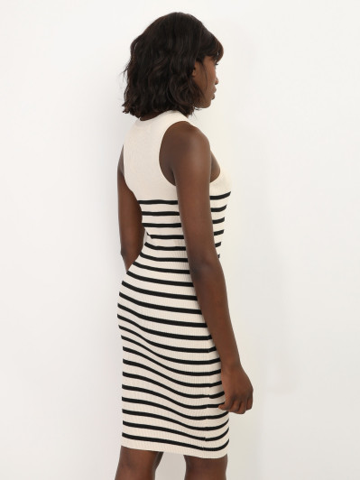 Robe moulante en maille à rayures