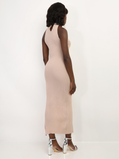 Robe fendue à col en strass