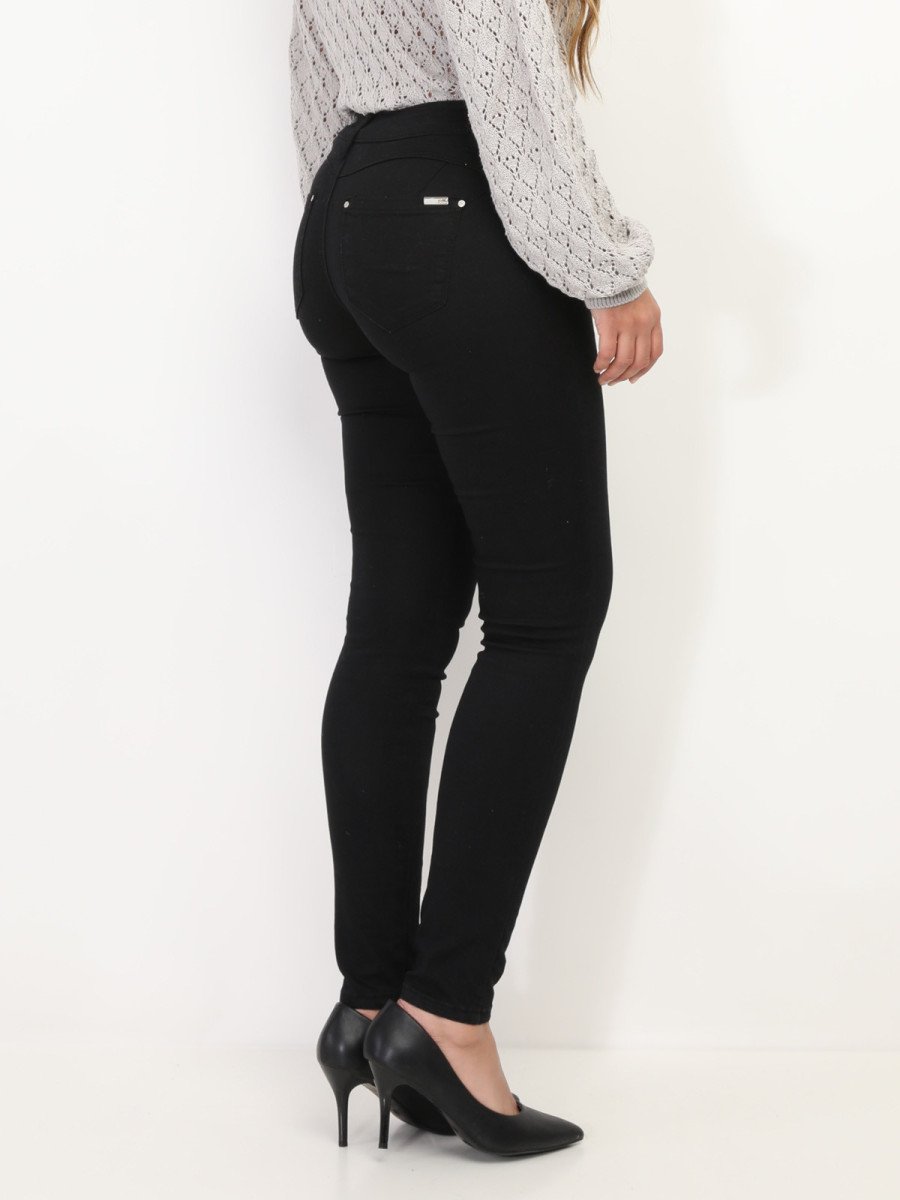 Jean skinny push up à coutures apparentes - Crème