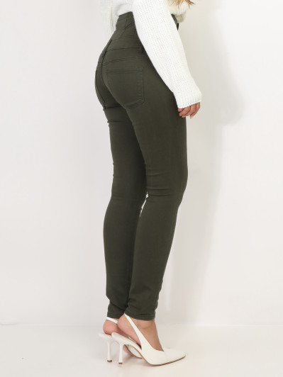 Jeans skinny taille haute à boutons