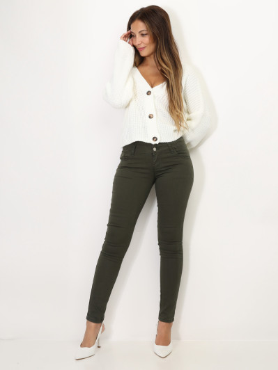 Jeans skinny taille haute à boutons