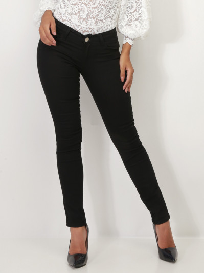 Jeans skinny noir avec noeuds sur les poches