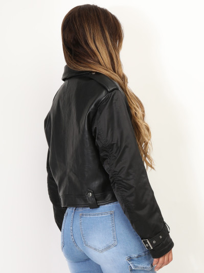 Blouson motard bi-matière