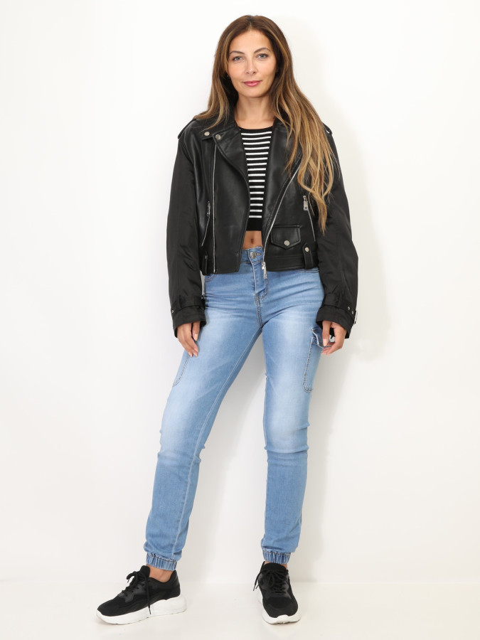 Blouson motard bi-matière