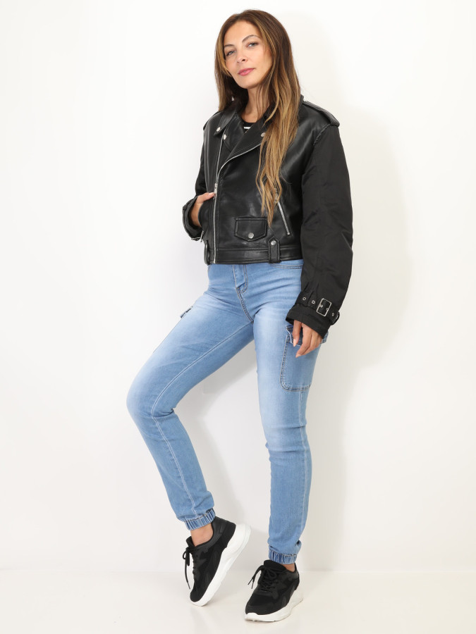 Blouson motard bi-matière