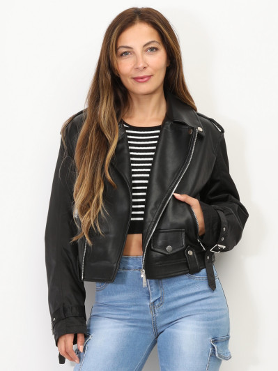 Blouson motard bi-matière