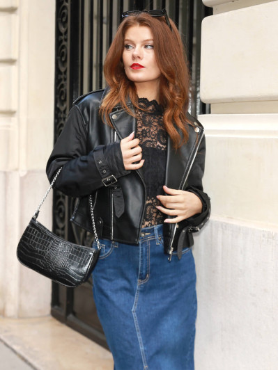 Blouson motard bi-matière