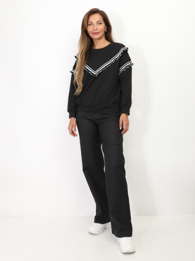 Sweat-shirt à volants contrastants