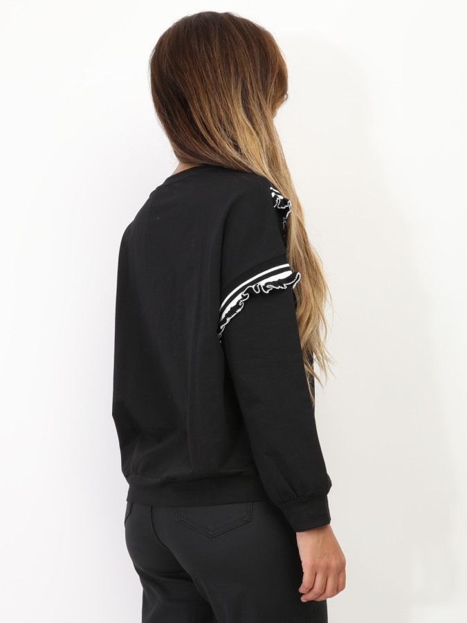 Sweat-shirt à volants contrastants