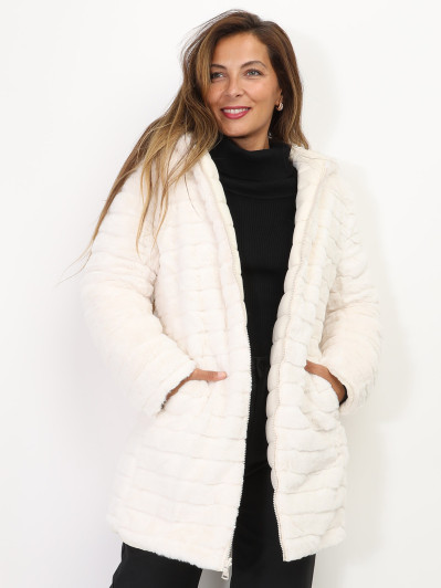 Doudoune mi-longue réversible fourrée