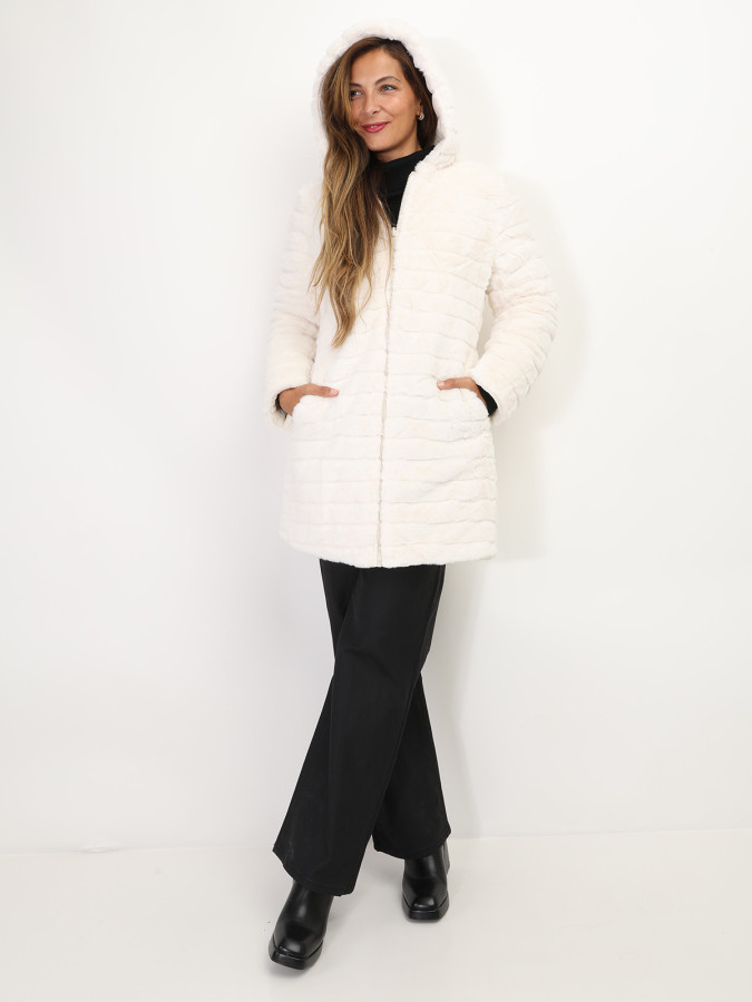 Doudoune mi-longue réversible fourrée