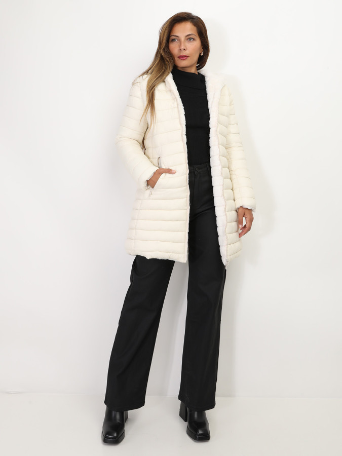 Doudoune mi-longue réversible fourrée