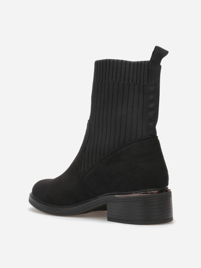 Bottines bi-matières à détail métallique