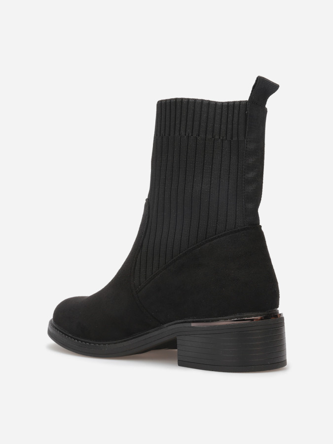 Bottines bi-matières à détail métallique