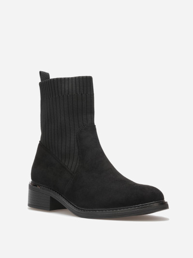 Bottines bi-matières à détail métallique