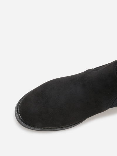 Bottines bi-matières à détail métallique