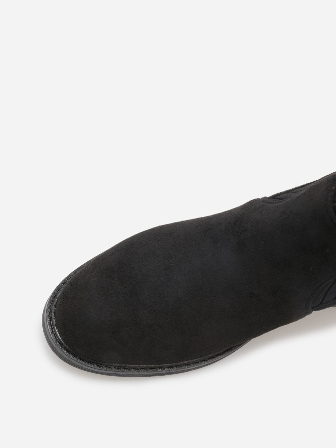 Bottines bi-matières à détail métallique