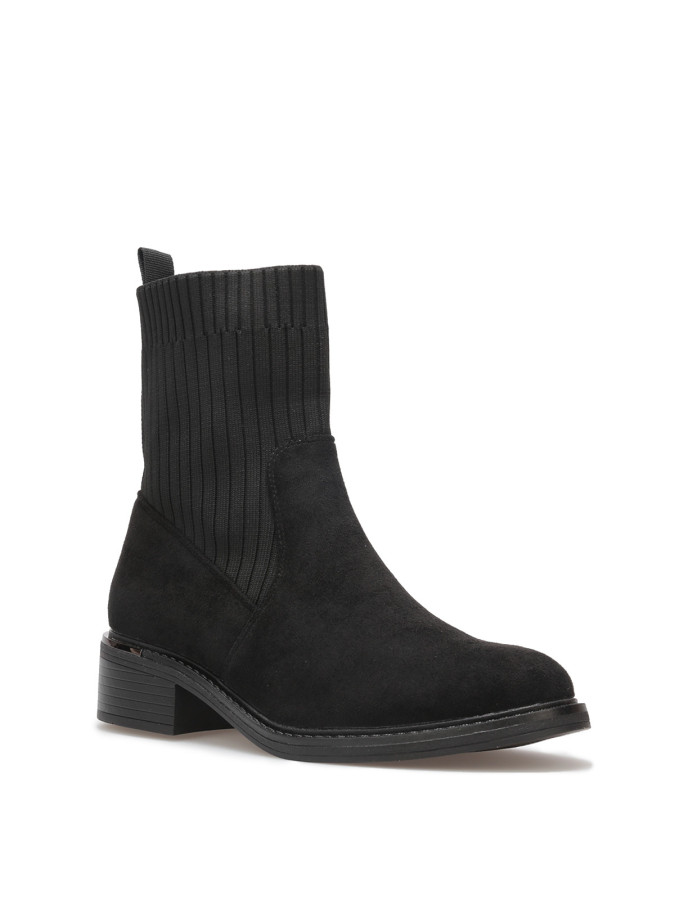 Bottines bi-matières à détail métallique