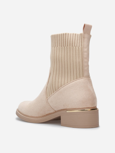 Bottines bi-matières à détail métallique