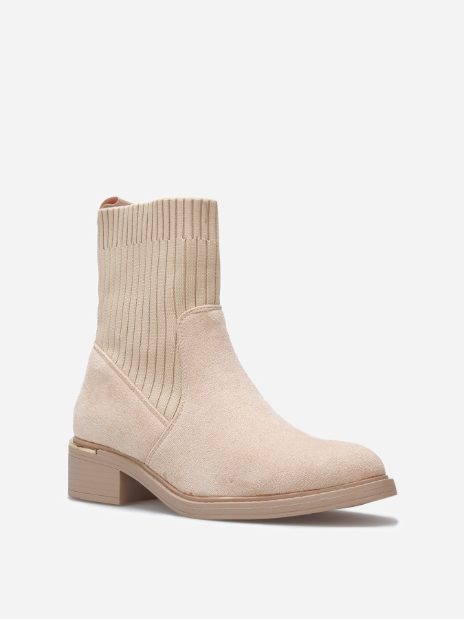 Bottines bi-matières à détail métallique