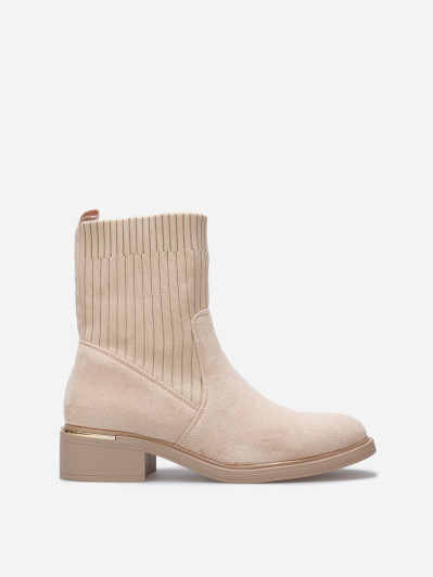 Bottines bi-matières à détail métallique