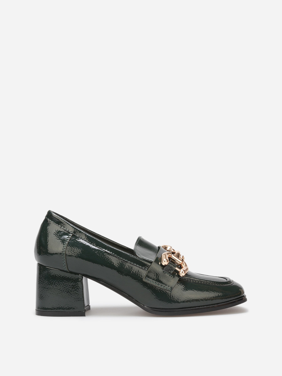 Mocassins Femme SANTONI - Taille 39 - Vert - Cuir - Talons - Neufs Avec Défauts