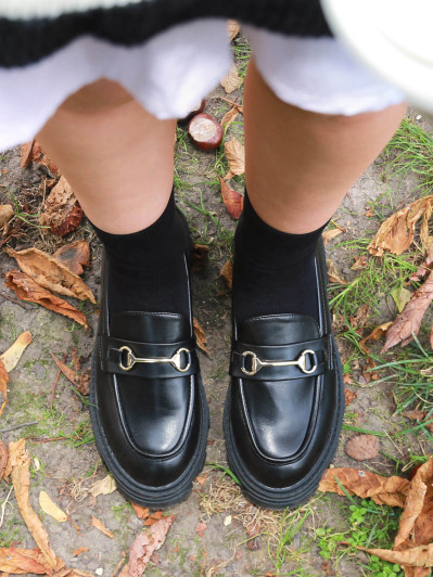 Mocassins à semelle crantée et mors doré