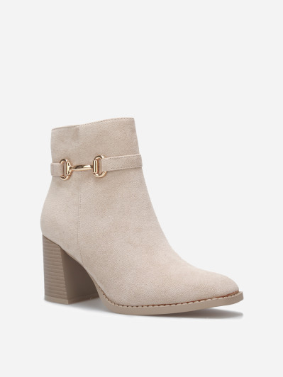 Bottines à talon en suédine avec mors doré