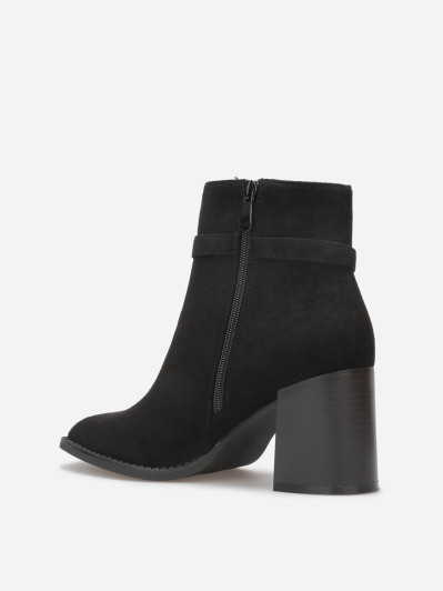 Bottines à talon en suédine avec mors doré