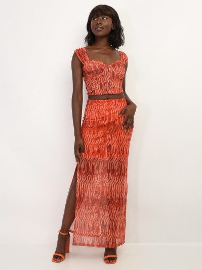 Top corset en mech imprimée