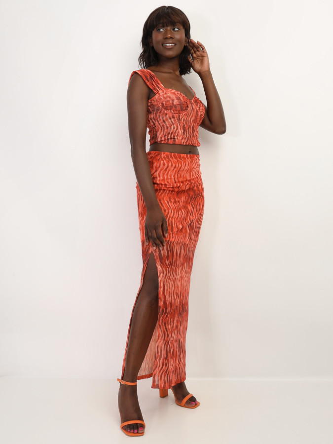 Top corset en mech imprimée