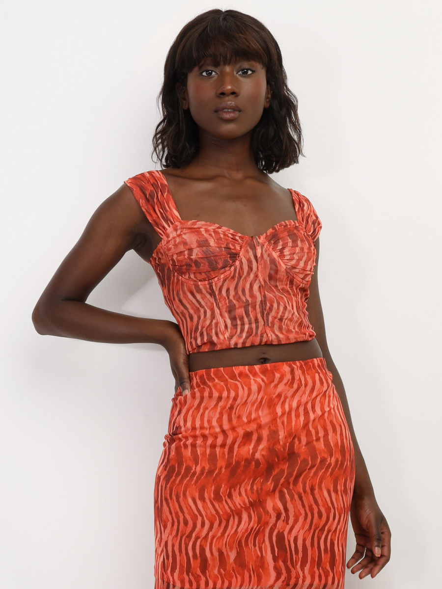Top corset en mech imprimée