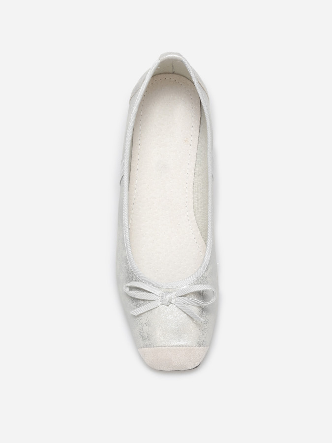 Ballerines multimatières à bout carré et nœud