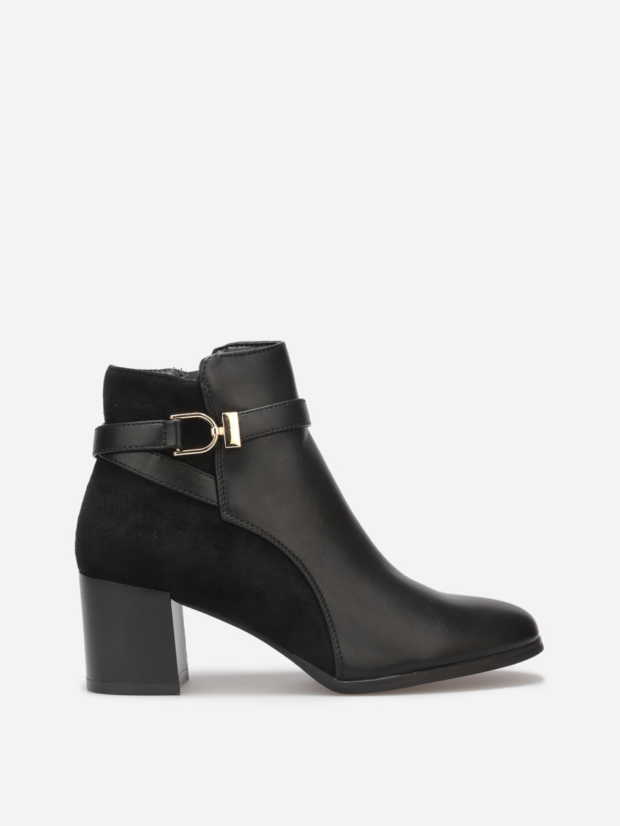 Bottines bi-matière avec boucle dorée