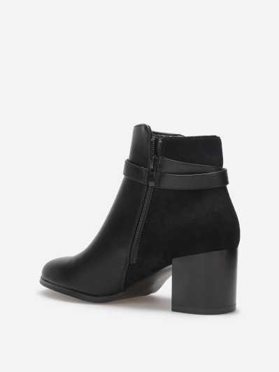 Bottines bi-matière avec boucle dorée