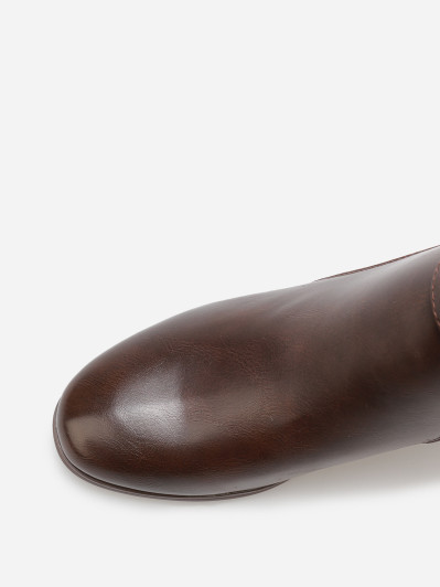 Bottines bi-matière avec boucle dorée