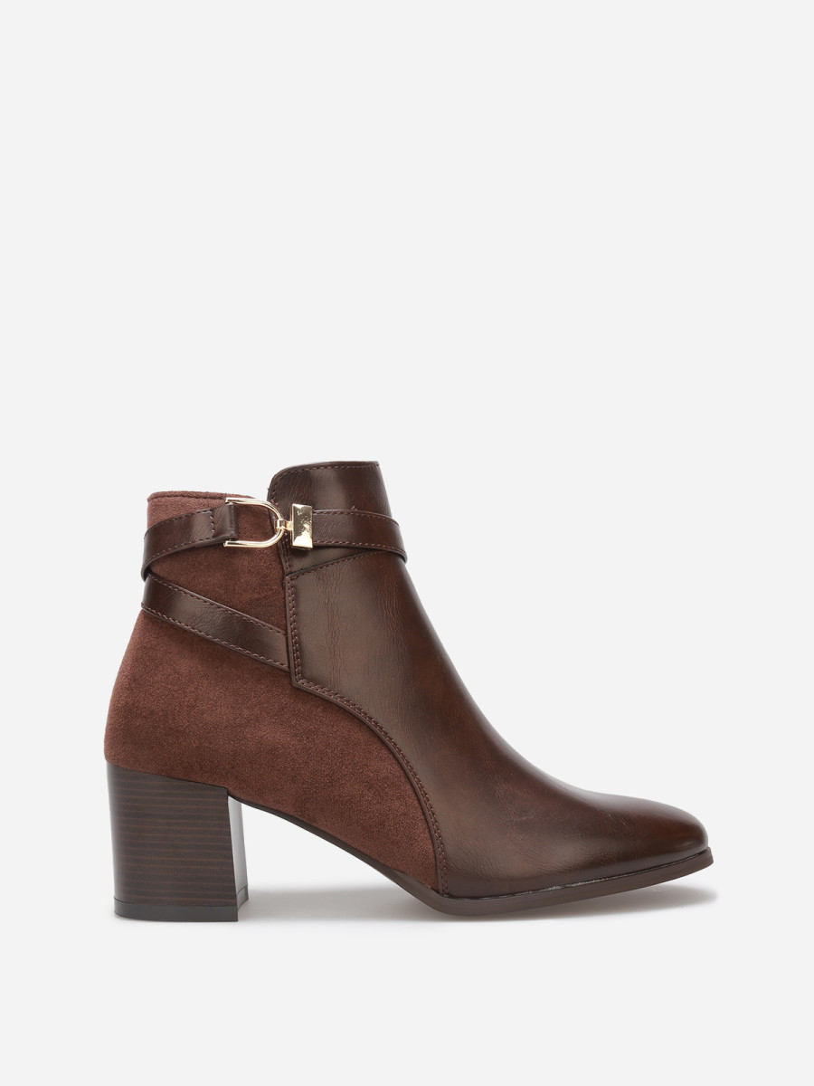 Bottines bi-matière avec boucle dorée
