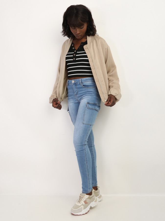 Bomber satiné et élastiqué