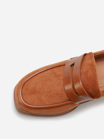 Mocassins bi-matériel à talon