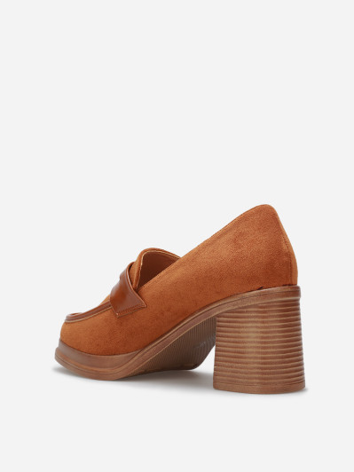 Mocassins bi-matériel à talon