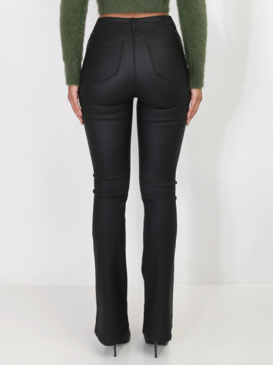 Pantalon flare enduit