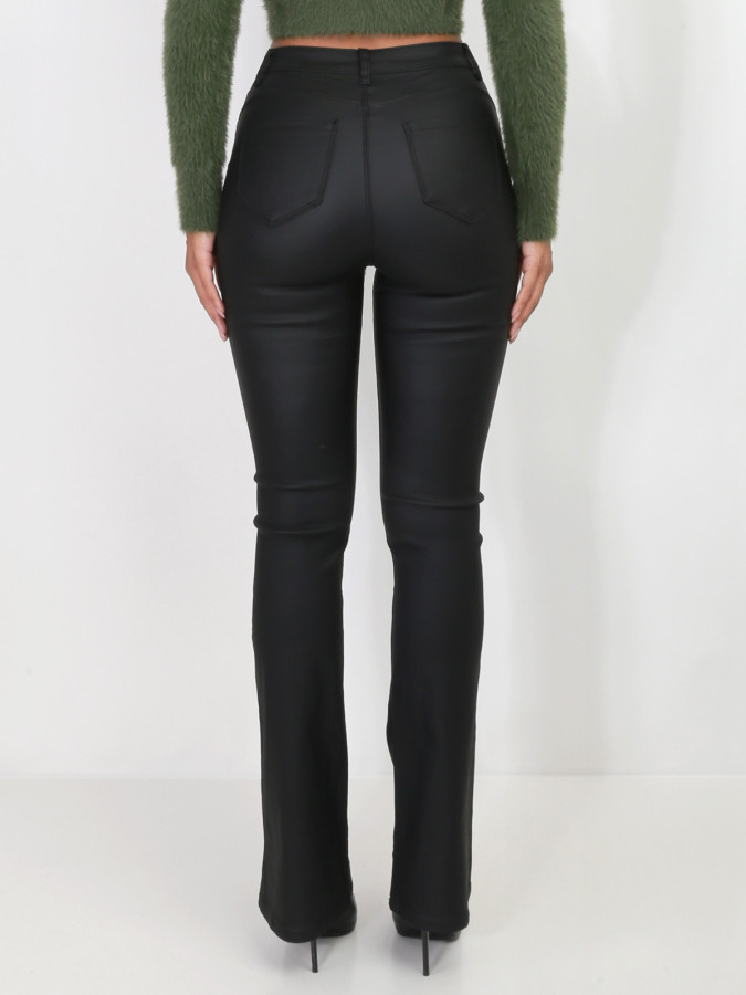 Pantalon flare enduit