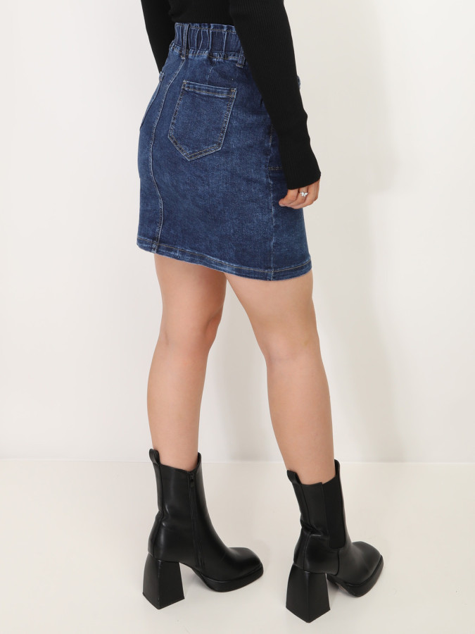 Jupe en jeans à boutons et poches