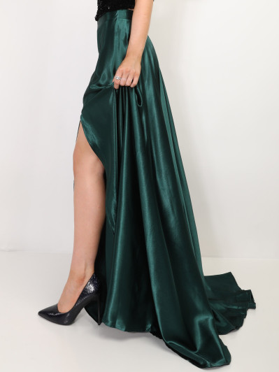 Jupe longue taille haute effet satiné