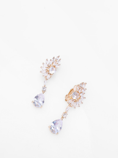 Boucles pendantes à fleur strassée et clips