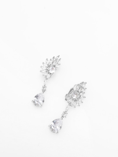 Boucles à clips pendantes à fleur strassée