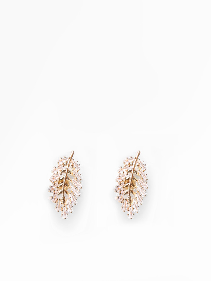 Boucles d'oreilles feuilles en strass